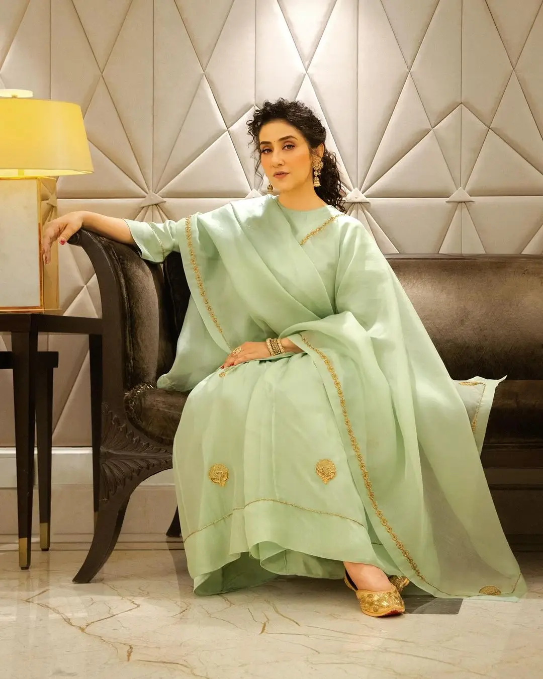 Bollywood Actress Manisha Koirala Stills in Green Dress